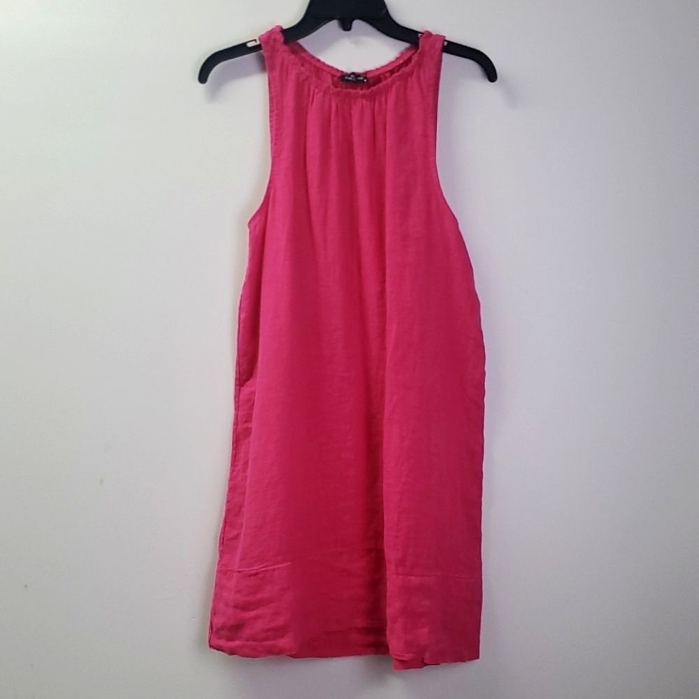 Francesca Bettini Hot Pink Linen Mini Shift Dress Medium